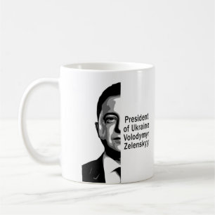 Oekraïne President Zelenskyy Half Portret B&W Art Koffiemok