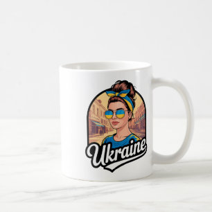 Oekraïne Retro Stijl Vrouw Grafisch Cultureel Eerb Koffiemok