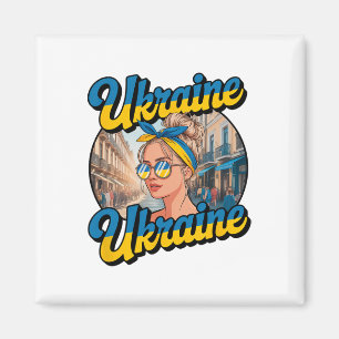 Oekraïne Retro Stijl Vrouw Grafisch Cultureel Trot Magneet