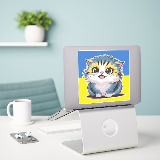 Oekraïne Schattigee kitten Sticker (Laptop op bureau)