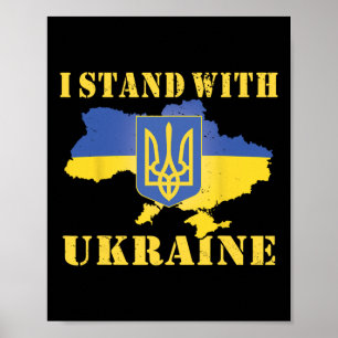 Oekraïne Shirt Oekraïense Vlag Kaart Ik Sta Met Oe Poster
