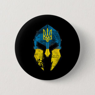 Oekraïne Shirt Sparta Helm Oekraïne Wapen Vlag Man Ronde Button 5,7 Cm