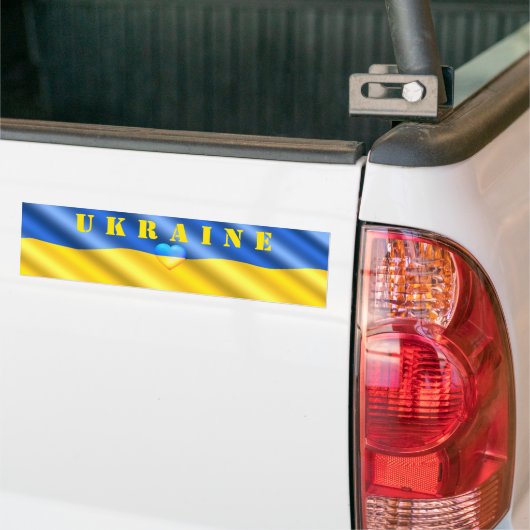 Oekraïne - Steun - Vredesvrijheid - Oekraïense vla Bumpersticker (Op Truck)
