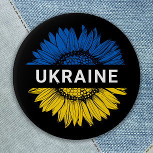 Oekraïne - Sunflower Solidarity Support Oekraïense Ronde Button 5,7 Cm