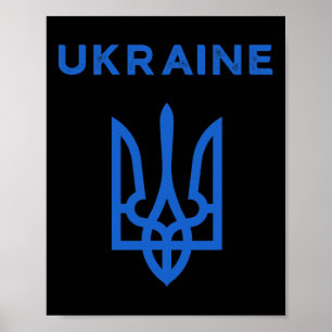 Oekraïne supporter Trident Oekraïense Tryzub vlag Poster