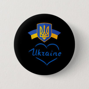 Oekraïne Symbool Oekraïense Vlag Gouden Drietand M Ronde Button 5,7 Cm