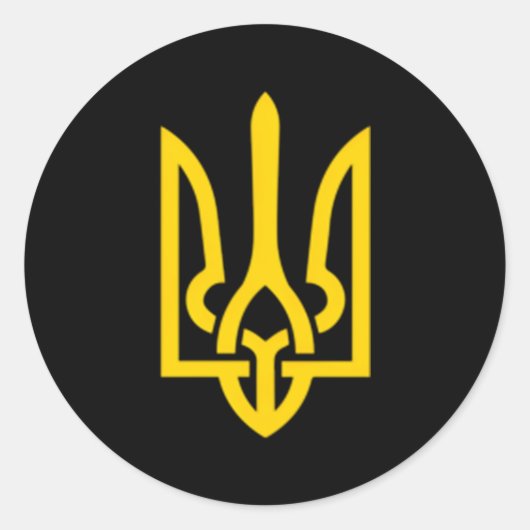 Oekraïne Trident Symbol Middle Oekraïense Zelensky Ronde Sticker (Voorkant)