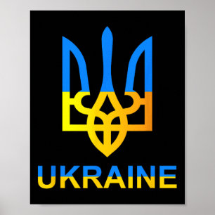 Oekraïne Tryzub Drietand Vet Modern Vlag Stijl Gra Poster