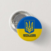 Oekraïne, Tryzub, Oekraïense vlag/wapenschild Ronde Button 3,2 Cm (Voorkant /achterkant)