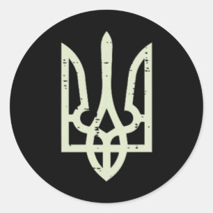 Oekraïne Tryzub Symbool Zak Oekraïne Drie-tand Man Ronde Sticker