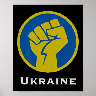 Oekraïne vechtende vuist in blauwe en gele vlag kl poster