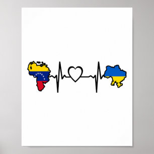 Oekraïne Venezuela Vlag Oekraïens Venezolaans Hart Poster