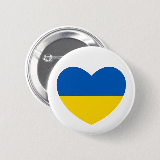 Oekraïne Vlag Blauw Geel Hart Ronde Button 5,7 Cm (Voorkant /achterkant)