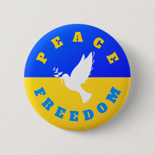 Oekraïne Vlag Button Freedom Peace Dove Support