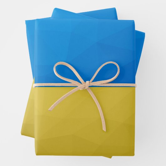 Oekraïne vlag geel blauw geometrisch rooster inpakpapier vel (In situ)