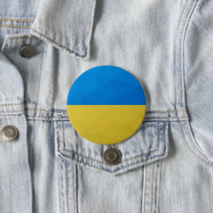 Oekraïne vlag geel blauw geometrisch rooster ronde button 7,6 cm