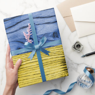 Oekraïne vlag geel blauw houtextuurpatroon cadeaupapier