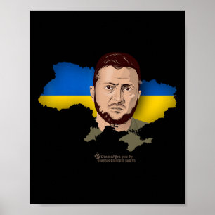 Oekraïne Vlag Kaart Zelensky President Van Oekraïn Poster