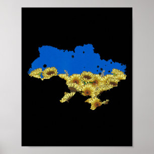 Oekraïne Vlag Zonnebloem T-shirt Bloem Vintage Oek Poster