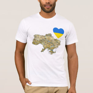 Oekraïne - Vlaggenhart en -kaart T-Shirt