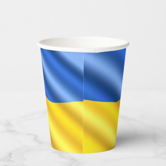 Oekraïne - vrede - Oekraïense vlag - steun voor de Papieren Bekers (Rechts)
