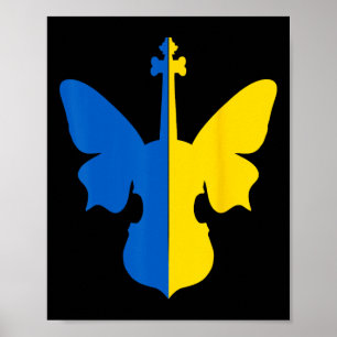 Oekraïne Vrede Vlinder Viool Oekraïense Vlag Blauw Poster