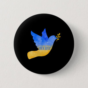 Oekraïne Vredesduif Ik Sta Met Oekraïense Vlag Gra Ronde Button 5,7 Cm