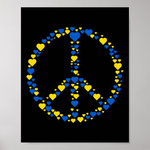 Oekraïne Vredesteken Blauwe En Gele Harten Steun  Poster