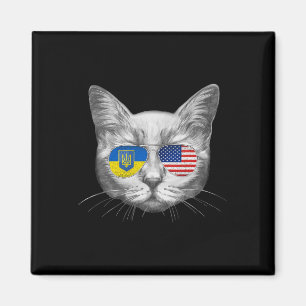 Oekraïne VS Vlag Roots Kat Oekraïense Amerikaanse Magneet