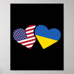 Oekraïne VS Vlag T Shirt Hart Oekraïense Amerikane Poster