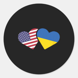 Oekraïne VS Vlag T Shirt Hart Oekraïense Amerikane Ronde Sticker