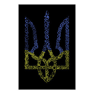 Oekraïne wapen trident tryzub spiraal patroon perfect poster