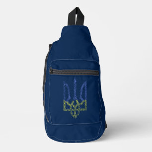 Oekraïne wapen trident tryzub spiraal patroon sling bag