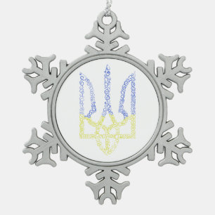 Oekraïne wapen trident tryzub spiraal patroon tin sneeuwvlok ornament