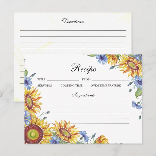 Oekraïne Waterverf Recipe Kaart (Voorkant / Achterkant)