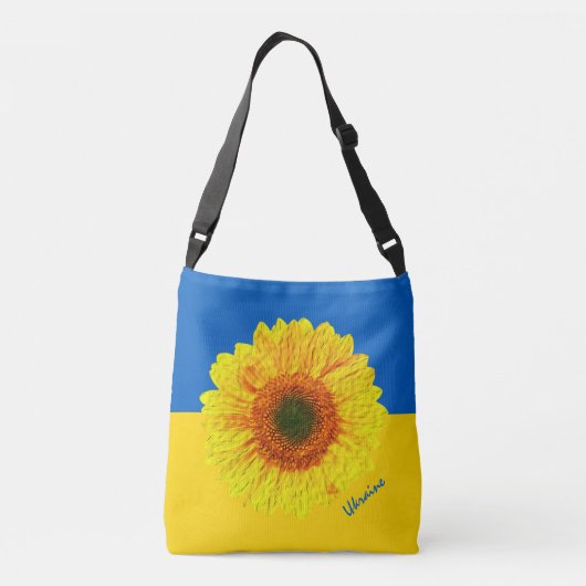 Oekraïne - Zonnebloem en Oekraïense vlag / Bloem Crossbody Tas (Achterkant)