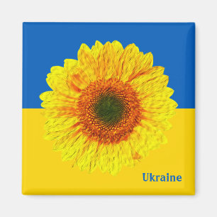 Oekraïne - Zonnebloem en Oekraïense vlag / Bloem Magneet
