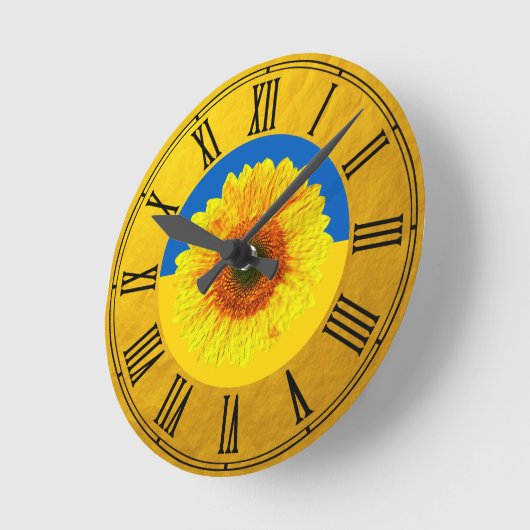 Oekraïne - Zonnebloem en Oekraïense vlag / Bloem Ronde Klok (Hoek)