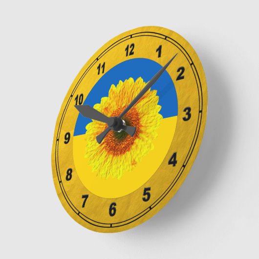 Oekraïne - Zonnebloem en Oekraïense vlag / Bloem Ronde Klok (Hoek)