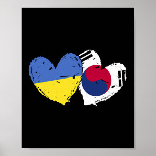 Oekraïne Zuid-Korea Hart Vlaggen Oekraïense Koreaa Poster