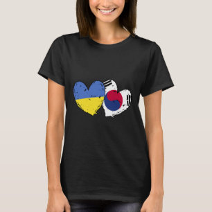 Oekraïne Zuid-Korea Hart Vlaggen Oekraïense Koreaa T-shirt