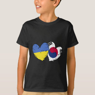 Oekraïne Zuid-Korea Hart Vlaggen Oekraïense Koreaa T-shirt