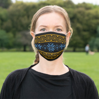 Oekraïnes blauw- en gele borduurmasker stoffen mondmasker