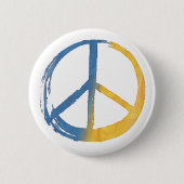 Oekraïnes - PEACE Symbool Blue Yellow Ukraine War Ronde Button 5,7 Cm (Voorkant)