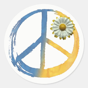 Oekraïnes symbool voor PEACE-symbool Daisy Ukraine Ronde Sticker
