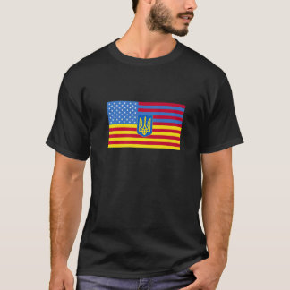 Oekraïnse Amerikaanse vlag Oekraïne Verenigde Stat T-shirt