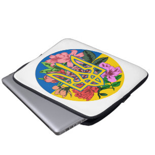 Oekraïnse bloem en Oekraïense vlag met bloemen Laptop Sleeve