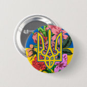 Oekraïnse bloem en Oekraïense vlag met bloemen Ronde Button 5,7 Cm (Voorkant /achterkant)