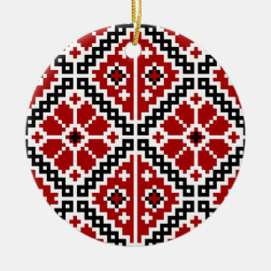 Oekraïnse borduurvrouw keramisch ornament