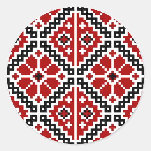 Oekraïnse borduurvrouw ronde sticker (Voorkant)